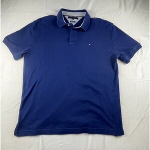 TOMMY HILFIGER MENS XL BLUE POLO SHORT SLEEVE